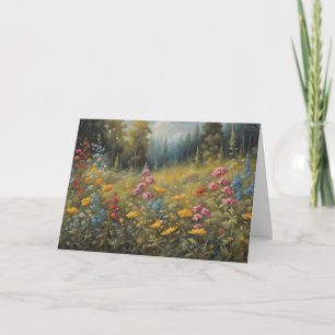 Tarjeta Ilustración de flores silvestres del bosque