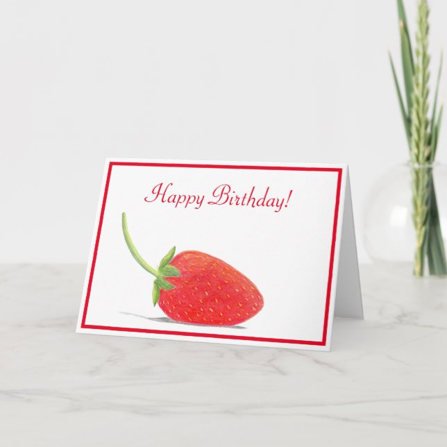 Tarjeta Ilustración de fresa roja de cumpleaños feliz (Anverso)