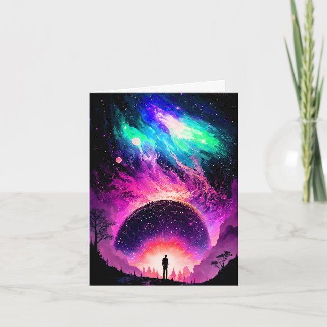 Tarjeta Ilustracion de galaxia universal caprichosa (Anverso)