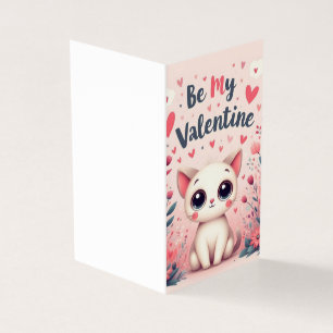 Tarjeta Ilustración de gato lindo sé mi San Valentín