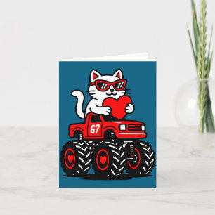 Tarjeta Ilustración de gato montando camión en el Día de S