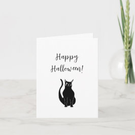 Tarjeta Ilustracion de gato negro lindo Halloween simple
