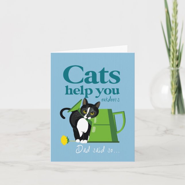 Tarjeta Ilustracion de gatos "los gatos te ayudan fuera... (Anverso)