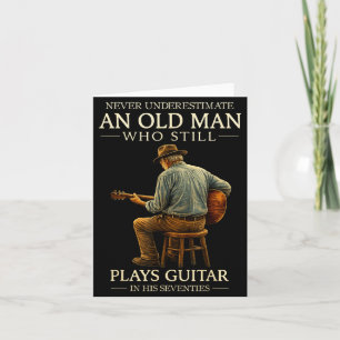 Tarjeta Ilustración de guitarrista acústico en su 70 cumpl
