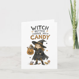 Tarjeta Ilustración de Halloween 'Bruja Mejor Tenga Mi Car