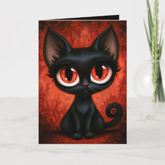 Tarjeta Ilustración de Halloween de gato lindo