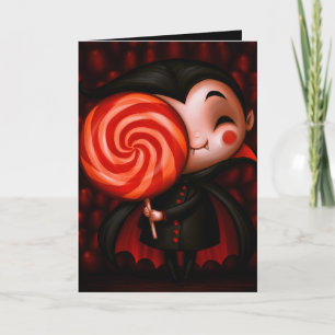 Tarjeta Ilustración de Halloween de truco o trato de vampi