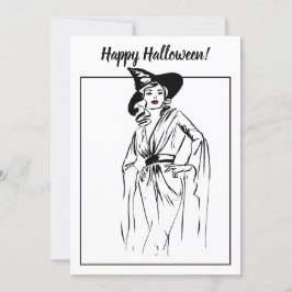 Tarjeta Ilustracion de Halloween Witch Vintage