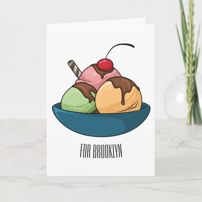 Tarjeta Ilustracion de helado personalizado (Anverso)