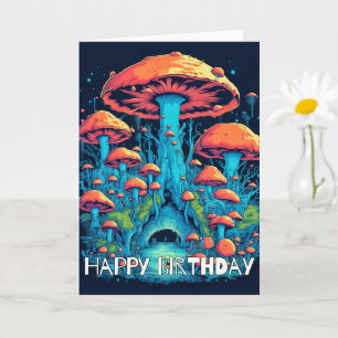 Tarjeta Ilustracion de hongos boscosos