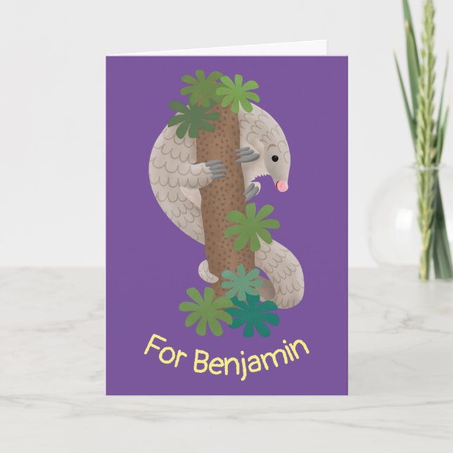 Tarjeta Ilustracion de hormigón de pangolin feliz (Anverso)