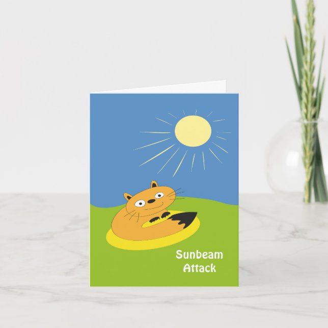 Tarjeta Ilustración de humor de gato introvertido acogedor (Anverso)