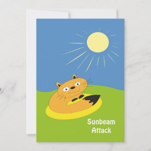 Tarjeta Ilustración de humor de gato introvertido acogedor