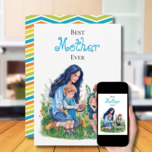 Tarjeta Ilustración de jardinería en acuarela de madre e h (Subido por el creador)