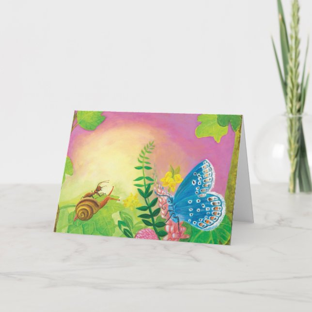 Tarjeta Ilustración de la mariposa azul de Chapman, hormig (Anverso)