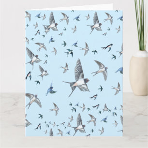 Tarjeta Ilustracion De Las Aves Tragadas Voladoras