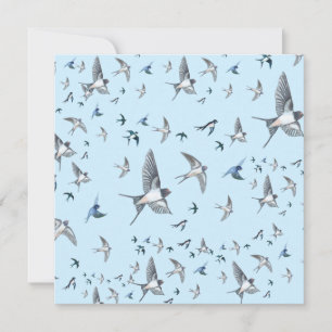 Tarjeta Ilustracion De Las Aves Tragadas Voladoras