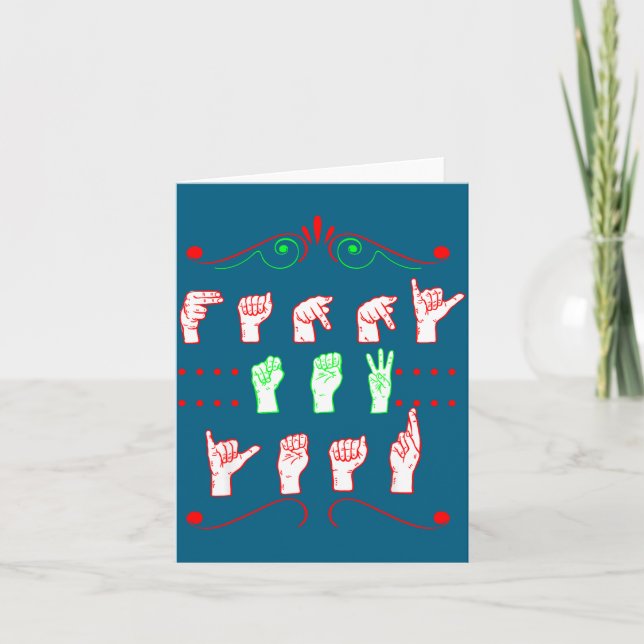 Tarjeta Ilustración de lenguaje de señas de Feliz Año Nuev (Anverso)