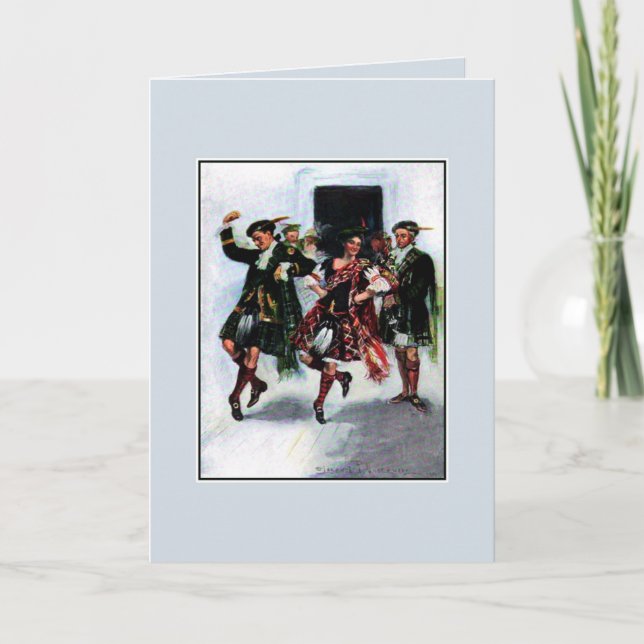 Tarjeta Ilustracion de libro escocés de la danza de la (Anverso)