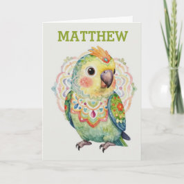 Tarjeta Ilustración de loro de arte popular decorativo