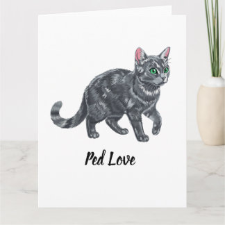 Tarjeta Ilustración de majestuoso gato atigrado gris con o