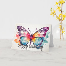 Tarjeta Ilustracion de mariposa retro Feliz cumpleaños