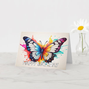 Tarjeta Ilustracion de mariposa retro súper lindo