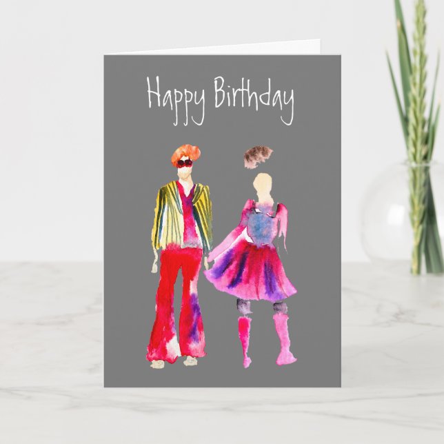 Tarjeta Ilustracion de moda acuarela boho (Anverso)