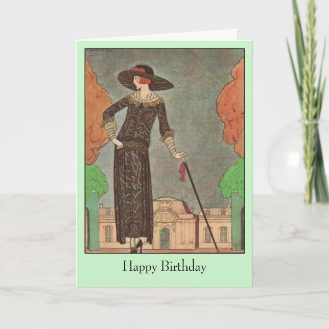 Tarjeta Ilustración de moda de Georges Barbier Cumpleaños  (Anverso)