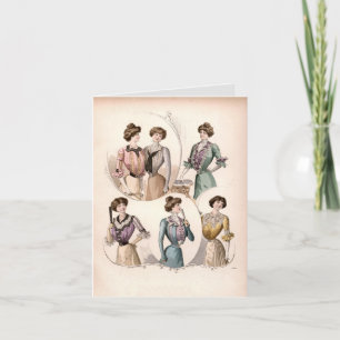 Tarjeta Ilustracion de moda Edwardian Lady Vintage