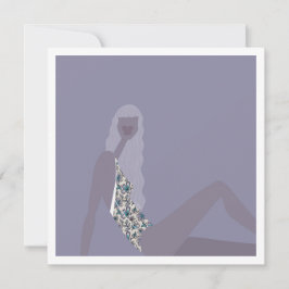 Tarjeta Ilustración de Moda Mujer Chic Púrpura Arte Modern