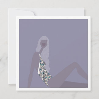 Tarjeta Ilustración de Moda Mujer Chic Púrpura Arte Modern
