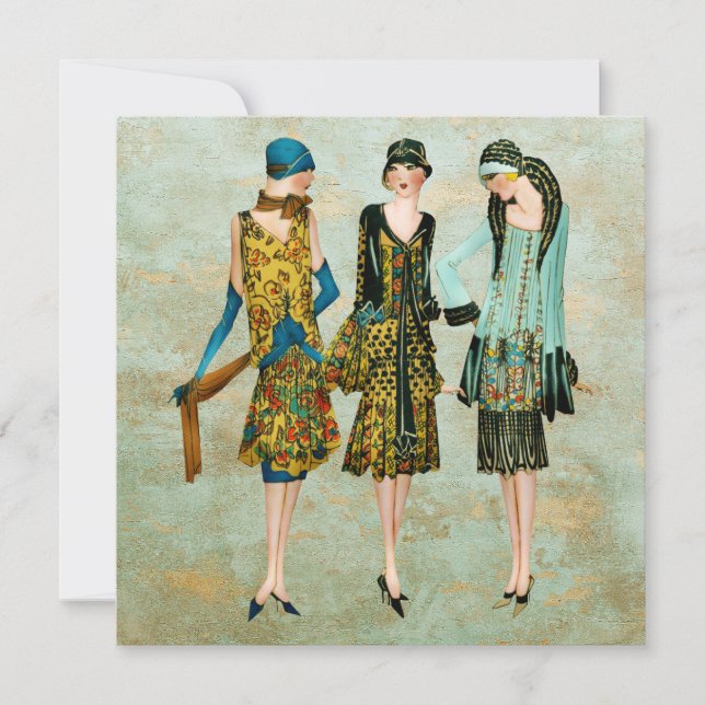 Tarjeta Ilustración de moda vintage de los años 30 (Anverso)