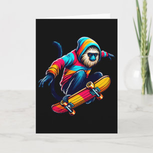 Tarjeta Ilustración de mono tamarino funky genial en monop