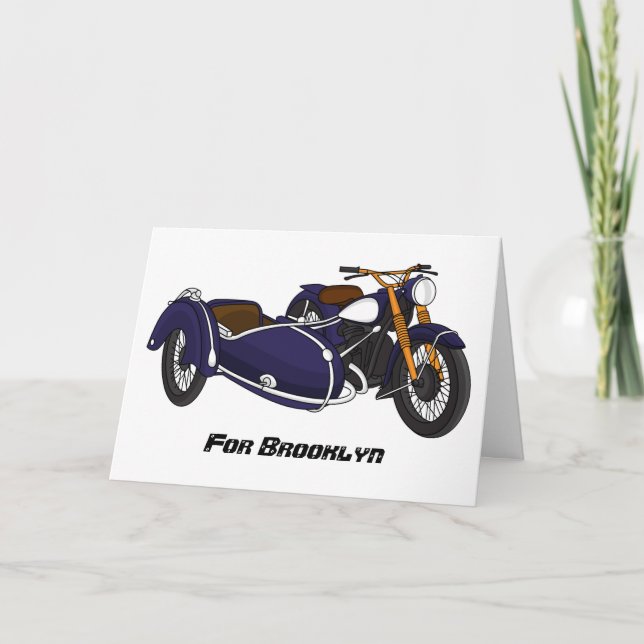 Tarjeta Ilustracion de motocicleta púrpura de Sidecar (Anverso)