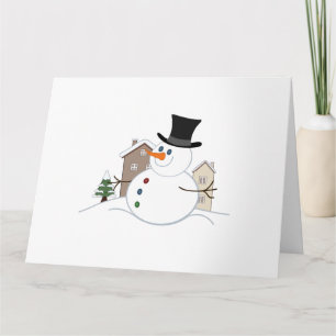 Tarjeta Ilustración de muñeco de nieve de Navidad en baldo