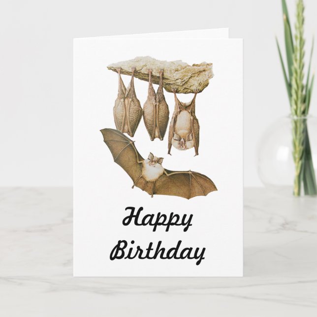 Tarjeta Ilustracion de murciélagos de época, dibujo animal (Anverso)