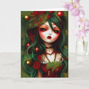 Tarjeta Ilustración de Navidad Holly Gothic