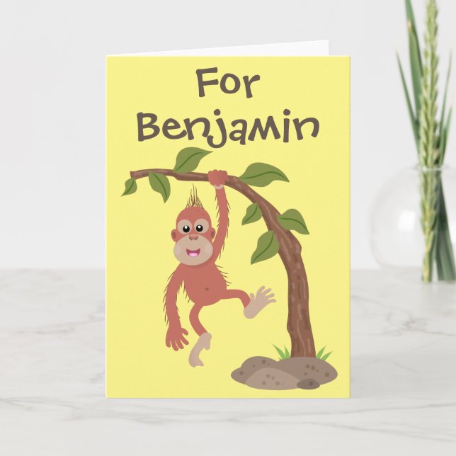 Tarjeta Ilustracion de orangután bebé gracioso (Anverso)