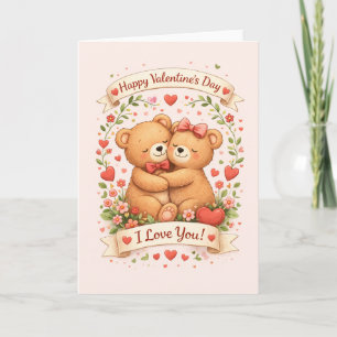 Tarjeta Ilustración de ositos de peluche lindos para el dí