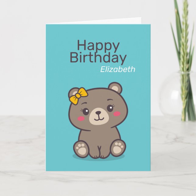 Tarjeta Ilustración de oso de peluche (Anverso)