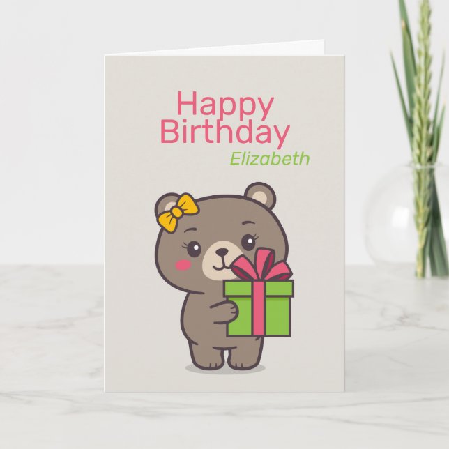 Tarjeta Ilustración de oso de peluche (Anverso)
