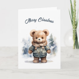 Tarjeta Ilustracion de oso navidad