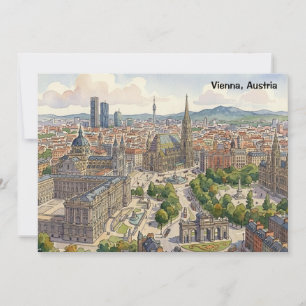 Tarjeta Ilustración de paisaje urbano de Viena, Austria en