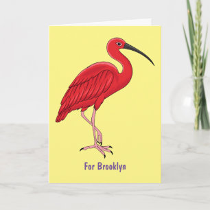 Tarjeta Ilustracion de pájaro ibis de escarlata personaliz