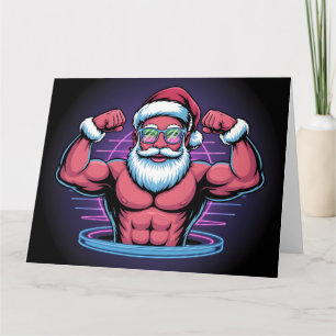 Tarjeta Ilustración de Papá Noel culturista musculoso