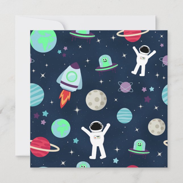 Tarjeta Ilustracion de patrón de espacio (Anverso)
