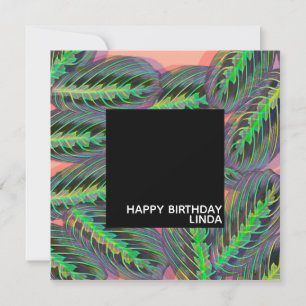 Tarjeta Ilustración de patrón de planta Maranta Cumpleaños