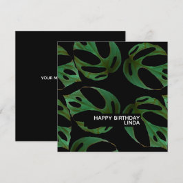 Tarjeta Ilustración de patrón de planta Monstera Cumpleaño