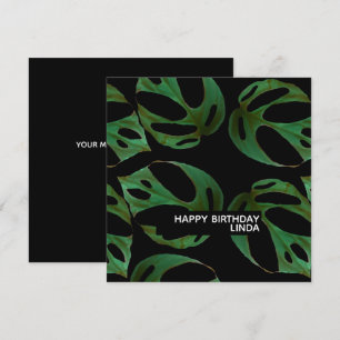 Tarjeta Ilustración de patrón de planta Monstera Cumpleaño